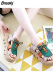 Strap Beige Heeled Sandals Female Shoe Espadrilles Platform Med Increasing Height Muffins shoe 2023 Summer Clogs Wedge