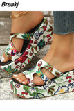 High Quality Shoes Female Rome Wedge Slippers Summer Casual Thick Sole Anti Slip Slippers Comfortable Outdoor Beach