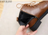 Wide Toe Small Leather Boots Ankle Boots Autumn Winter Plus Velvet Warm Short Boots Mori Literary Casual Women