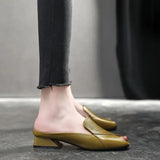 Slippers Women Summer New Fashion Peep-toe Women Shoes Outdoor Chunky Heel Mules Slipper Casual Women Sandals Flip