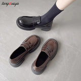 bown Punk Platform Women Loafers Round Toe Chunky Vintage Shoes Women Slip on flats Women Pumps mary janes Loafers