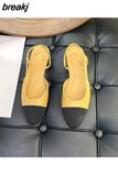 Mixed Color Slingback Sandals Women Elastic Band Back Strap Flats Mule New Brand Design Shoes Female Ballet Office