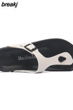 New Women Flip Flops Slippers 2023 Casual Summer Beach Print Slip on Outside Slides