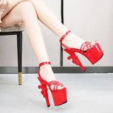 Brand High Heels Women's Shoes 2023 Sexy Gun Heel Sandals Waterproof Platform Fringe Cross-tied Strip Pole Dance