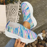 Chunky Platform Sneakers for Women 2023 Spring Autumn Slip On Casual Shoes Woman Thick Bottom Knitted Sneakers Plus