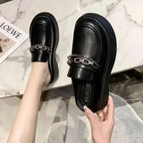 Women's Sneakers With Platform Shoes Thick Sole 2023 Casual Leather Low Fabric Mules Rubber Concise Square Toe Rome