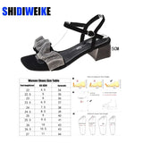 Women's Shoes Summer Sandals New Rhinestone Open Toe High-heeled Sandals Women's Thick Heels Fashion Party Shoes Trendy
