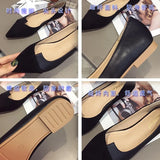 Women Flats Flock Leather Pointed Toe Solid Color Apricot Plus Small Size 31 32 33 34 Big Size 42 43 44 45 Lady Flat Heel