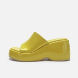 Platform Sandals For Women Wedge Slingback Fashion Metallic Glitter Open Toe Slipper Shoes Summer Casual Slip On