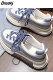 Autumn New Women's Flat Sneakers Plaid Women's Platform Casual Breathable Shoes Lace Up Vulcanized Shoes Tenis