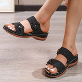 Flower Wedges Slippers for Women Summer Casual Slip On Platform Sandals Woman Comfortable Non Slip Flip Flops Plus
