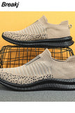 Men Shoes Lightweight Sneakers Fashion Casual Walking Shoes Breathable Slip on Wear-resistant Man Loafers Tenis