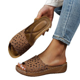 Breakj Summer New Women's Thick Bottom Slippers Large-Size Fish Mouth A Word Wide Striped Thick Bottom Slippers