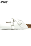 2023 New Summer Women Cork Slippers Buckle Non-slip Casual