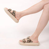 Summer Fashion Women Leopard Pattern Light EVA Sole Slippers Casual Double Buckle Non-slip Outside Home Slides