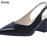 Women Pumps Ankle Strap Square Thick Heels Sexy Pointed Toes High Heels Party Dress Woman Wedding Shoes Plus