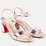 Breakj And Soft Leather 2025 Summer New Thick And Round Toe Solid Color Elegant Buckle Sandals
