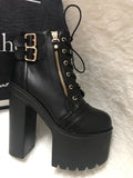 and American Nightclub Sexy Ankle Boots 2023 Fall New 16 Cm Super High Heel Womens Boots Crude Heel Lace-Up Short