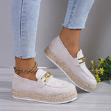Women Casual Slip-on Shoes Platform Comfortable Espadrille Barefoot Loafers Round Head Plus Size