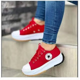 Breakj Women's Spring And Autumn Canvas Shoes Breathable High-Breed Casual Women's Shoes Thick Soles With High-Heeled