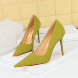 Breakj Korean Version Of Fashion Delicate Show Thin And Sweet High-Heeled Shoes With Super High Heel Shallow Mouth Pointed Single Shoes Women's