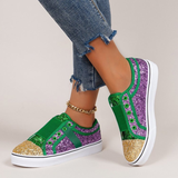 Tenis Feminino Spring New Large Casual Women Shoe Lowtop Color Contrast Sequins Canvas Shoe Flat Heel Sneaker