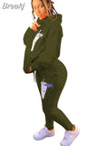 Solid Color Print Sweatsuits 2pcs Hoodie Tops and Lace Up Trousers Two Piece Outfit Women 2023 Autumn Casual Sports