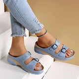 Sandals Shoes for Women Fashion Belt Buckle Platform Outdoor Walking Slippers Non-slip Open Toe Ladies Shoes