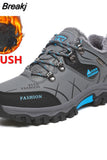 Men Winter Snow Boots Waterproof Leather Sneakers Super Warm Men Platform Boots Outdoor Male Hiking Boots Work Shoes Plus