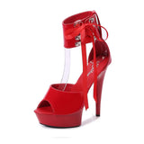 Breakj Model Shoes Fine Heel Sexy Black Waterproof Table 13Cm15cm Hate Sky High Heel Sandals Female