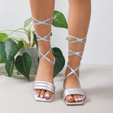 Summer Shoes for Women Fashion Open Toe Flat Sandals Solid Color Women Shoes Sexy Lace Up Sandalias De Mujer Plus Size