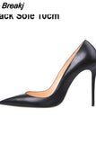 Matte Black 12cm High Heels Shoes Woman Pumps Tacones Pointed Toe Stilettos Sexy Wedding Shoes QKOU002