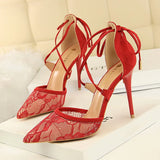 Breakj Sexy Heels Mesh Lace Cut Out