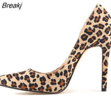 Leopard Women Pumps Classic Pointed Toe High heels Shoes Spring Lady Print Pump Brand Wedding Plus Size