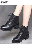 Women's Shoes Luxury Chelsea Boot Women Leather Boot Chunky Winter Shoe Platform Ankle Boots Thick Heel Brand