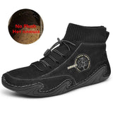 Men Boots Suede Leather Western Ankle Boots Men Warm Fur Winter Snow Boots Casual Shoes Sneakers Cowboy Botas