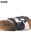 2023 New Fashion Summer Cork Slipper Women Casual Beach Non-slip Outside Cut-outs Slip on Slides