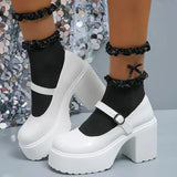 Y2K Chunky Platform Pumps Women 2023 Punk Style Thick Heels Mary Jane Shoes Woman Plus Size Buckle Strap Gothic