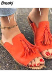 New Fringe Slides Women's Fashion Outdoor Flat Slippers Summer Comfortable Sandals Big Size Casual Women's
