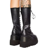 Women's Shoes Size 43 Gothic Platform Boots Motorcycle Rider Boots Knee High Boots Chunky Heel Zipper Women's