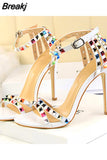 High Heels Rivets Sandals Lady Stiletto Gladiator Pumps Stripper Summer Platform Shoes 2023 Luxury Fashion Women