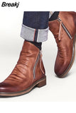 Popular Chelsea Leather Boots Double Side Zipper Non-slip Bottom Men's Shoes British Tassel Men's Leather Boots Plus