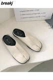 Split Toe Slippers Women Flats Moccasins Casual Shoes Close Toe Mule British Style Loafers Soft Ballerina Outdoor