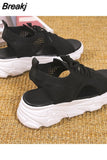 new summer comfortable and casual round toe woven mid-heel wedge sandals for