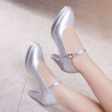 New Shallow Mouth Model Cheongsam Walking Show Shoes Women's High Heels, Sharp Heels And Large Size Professional Work