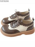 Tone Small Leather Shoes Handmade Literary Mori Girl Thick Sole Casual Shoes Brogue British Style Round Head Flat