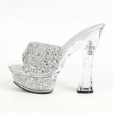 Breakj Glass Hotel Rhinestone Thick With Banquet Slippers Female Summer Transparent Waterproof Platform Thick Bottom Sexy