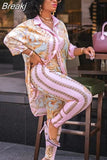 Autumn 2 Piece Sets African Sets For Women Retro Print Loose Long Shirt And Skinny Long Pants Sexy Fall Fashion
