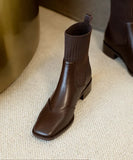 Autumn New Square Toe Women Ankle Boots Chunky 6cm High Heel Elastic Boot Female Slim Fit Sock Boots Fashion Botas