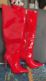 High Boots Candy Color Mirror Leather Women Knee High Boots High Heels Stilettos Runway Shoes for Women High Heel